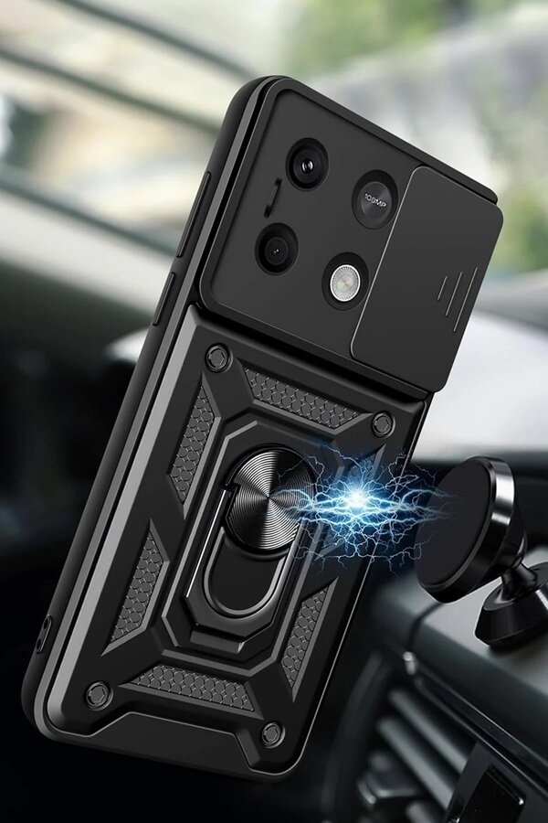Xi̇aomi̇ Poco X6 Pro Kılıf Pars Lens Yüzüklü Si̇li̇kon - Si̇yah - Dropx7893-6917