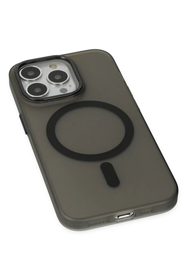 İphone 15 Pro Max Kılıf Lodos Magneti̇csafe Mat Kapak - Si̇yah - Dropx2458-2658