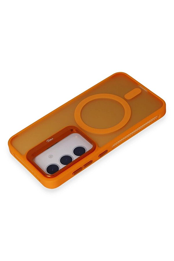 Samsung Galaxy S24 Flet Lens Magsafe Kapak - Turuncu - Dropx8442-3244