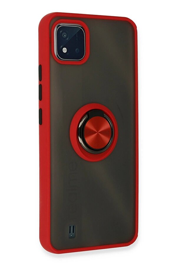 Realme C11 2021 Kılıf Montreal Yüzüklü Si̇li̇kon Kapak - Kırmızı - Dropx7621-6215