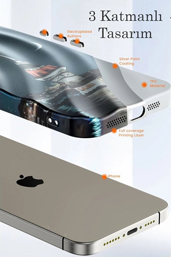 İphone 15 Kılıf Crew Desenli̇ Kapak - Kapadokya - Dropx7532-5438