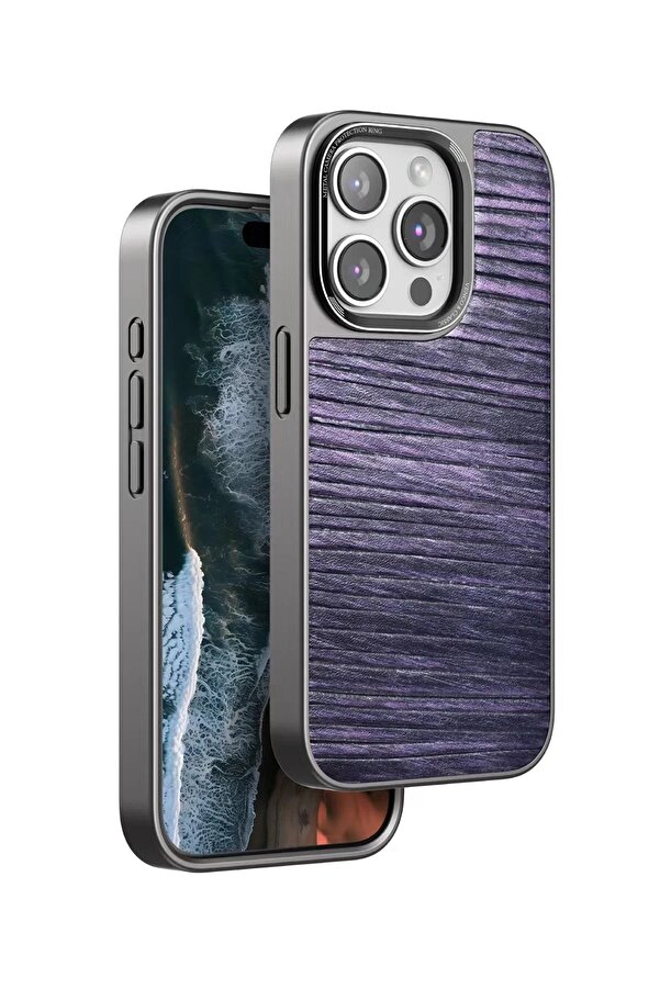 Venco İphone 14 Pro Wave Kapak - Deri̇n Mor