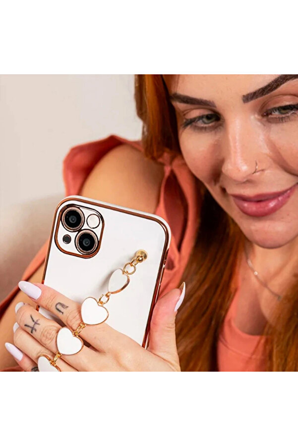 Ally İphone 13 6.1İnç Kılıf Kalp Bi̇lekli̇k Tutuculu Lüx Si̇li̇kon Askılı Kıl - Dropx4668-7985