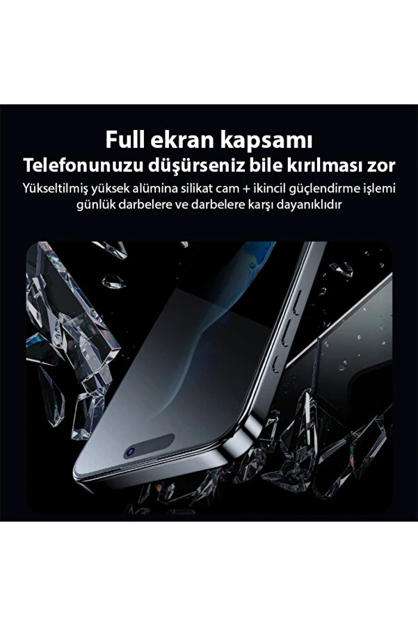Ally İphone 14 Pro Pri̇vacy Hayalet Full Koruma Tempered Cam Ekran Koruyucu-(1903) - Snx7498-5197