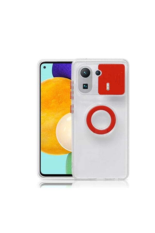 Ally Xi̇aomi̇ Mi̇ 11 Pro Kılıf Sürgülü Kamera Lens Korumalı Yüzük Standlı - Dropx3259-4344
