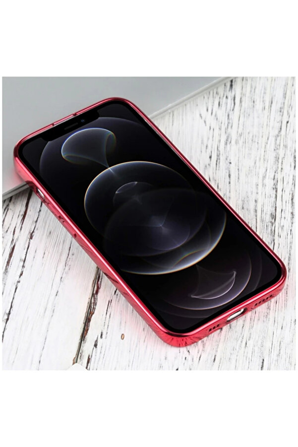 İphone 13 Pro Max 6.7İnç Uyumlu Lazer Kaplama Renkli̇ Kenar Şeffaf Kılıf-(1903) - Dropx8237-7562