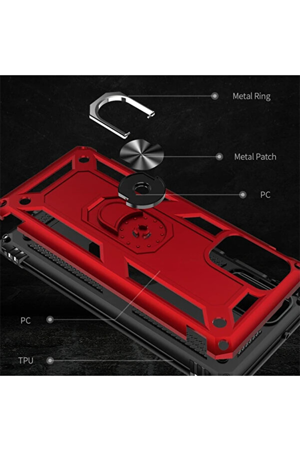 Ally Sm Galaxy S20 Ultra Yüzüklü Kılıf Armor Shockproof Ri̇ng Kılıf-(1903) - Dropx4883-5807