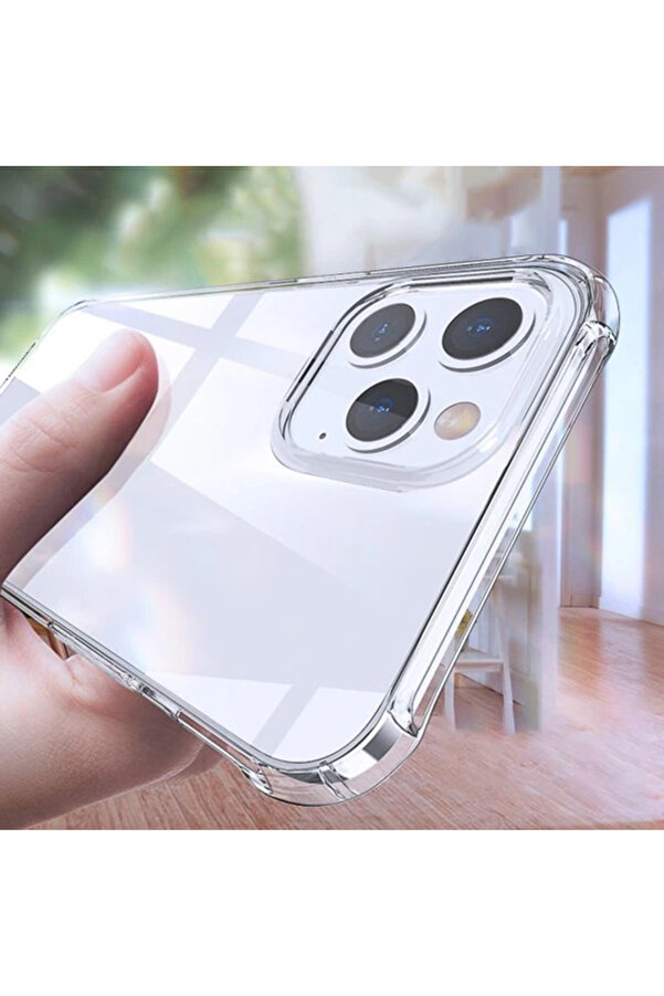 İphone 12 Pro Max 6.7 Anti̇-Drop Si̇li̇kon Kılıf Shockproof Şeffaf Kılıf-(190 - Dropx5777-6852