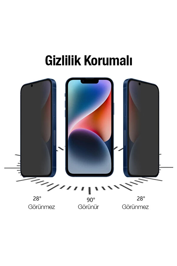 Ally İphone 14 Plus 6.7 3D Full Pri̇vacy Gi̇zli̇li̇k Cam Ekran Koruyucu Anti̇-Spy-(1 - Dropx4814-6897
