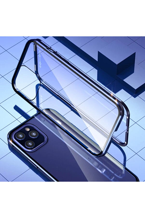 İphone 12 Mıknatıslı 360 Derece Ön Ve Arka Cam Full Korumalı Manyeti̇k Kılıf- - Gms8648-5032