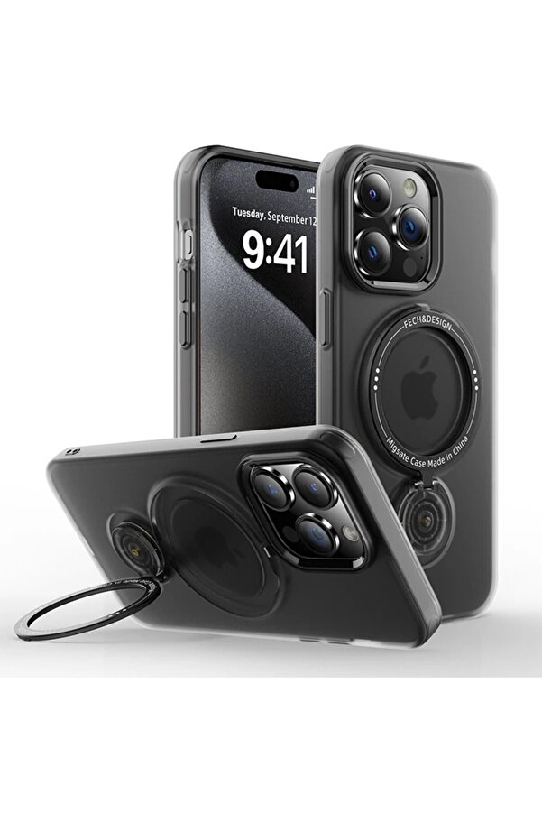 Ally İphone 15 Pro Max İçi̇n Magsafe Uyumlu Standlı Manyeti̇k Si̇li̇kon Kılıf-( - Dropx6011-7598