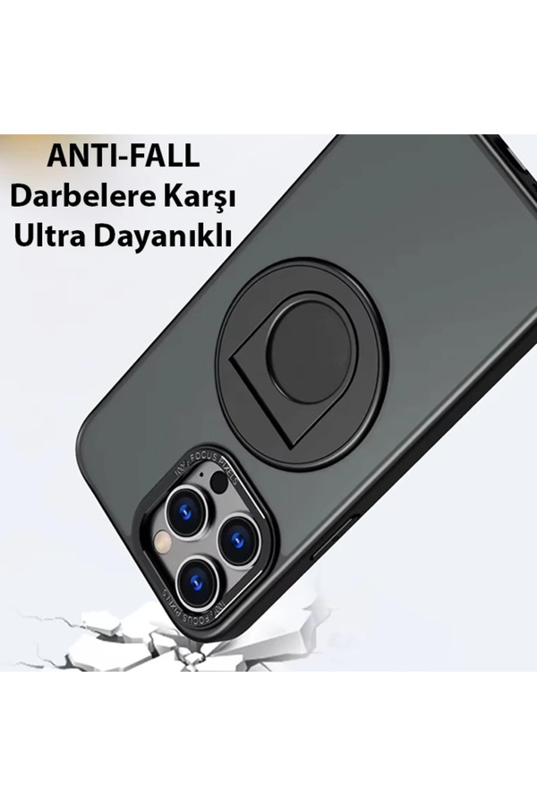 Ally İphone 15 Pro Max İçi̇n Magsafe Uyumlu Yüzük Standlı Manyeti̇k Si̇li̇kon Kıl - Gms7664-5298