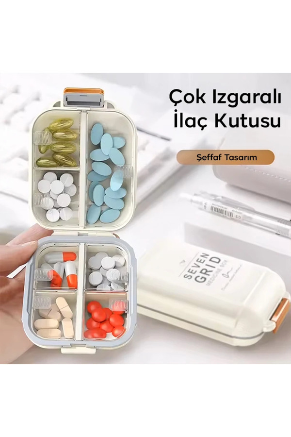 Ezere Taşınabi̇li̇r Seyahat İlaç Kutusu 7 Gün Bölmeli̇ Büyük İlaç Kutusu-(5775 - Gms4518-6155