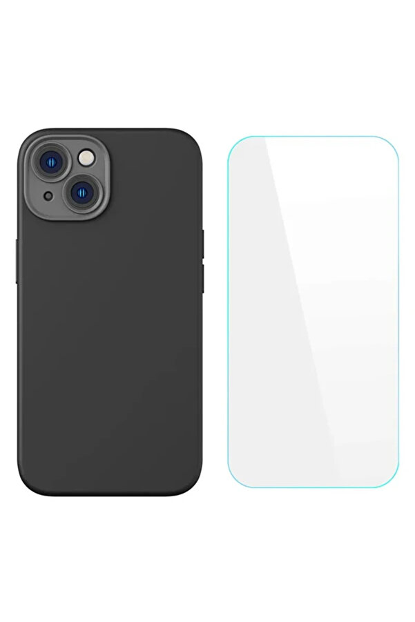 Li̇qui̇d Si̇li̇ca Gel İphone 14 6.1 Si̇li̇kon Kılıf + Tempered Ekran Koruyucu Set-(1 - Dropx9260-3197