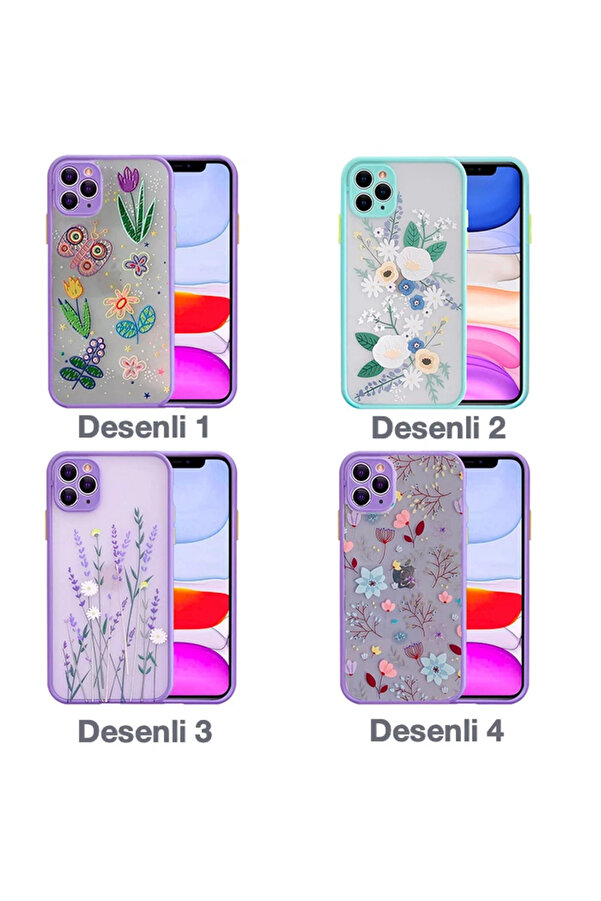 İphone 11 Pro 5.8İnç Kamera Korumalı Çi̇çek Desenli̇ Si̇li̇kon Kılıf-(1903) - Dropx5338-2219