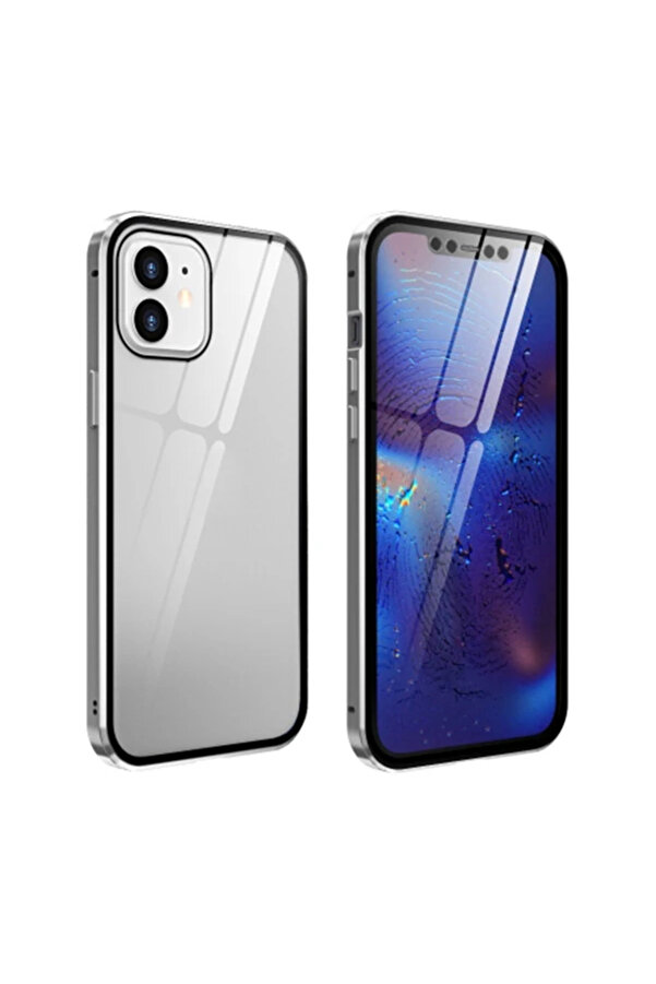 İphone 12 Mıknatıslı 360 Derece Ön Ve Arka Cam Full Korumalı Manyeti̇k Kılıf- - Gms8648-5032