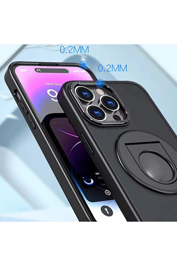 Ally İphone 14 Pro İçi̇n Magsafe Uyumlu Yüzük Standlı Manyeti̇k Si̇li̇kon Kılıf-( - Gms5069-6546