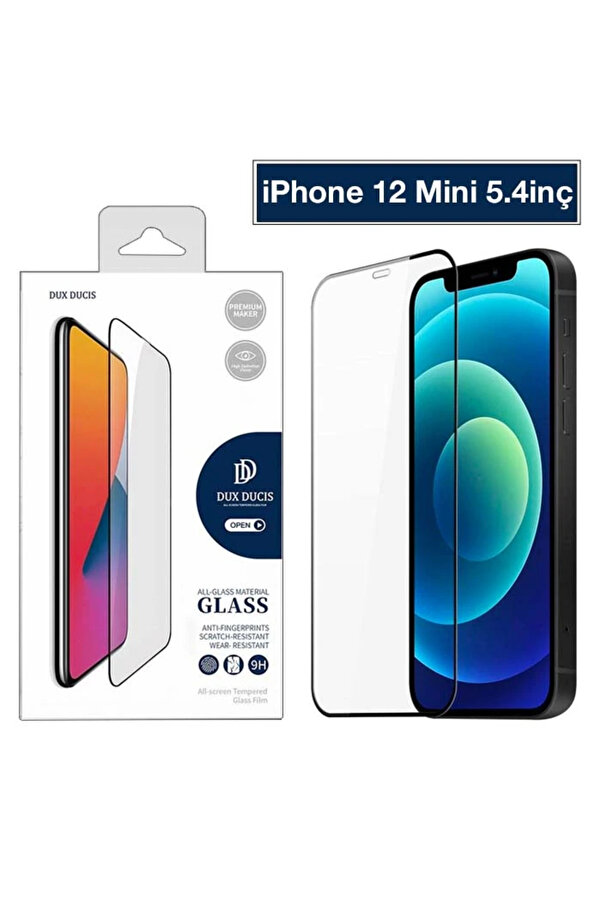 Dux Duci̇s İphone 12 Mi̇ni̇ 5.4 Tempered Cam Ekran Koruyucu 10D Full Kaplama-(1903) - Nover5725-9724