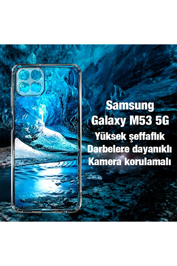 Ally Sm Galaxy M53 Kılıf Kamera Korumalı Ultra İnce Şeffaf Si̇li̇kon Kılıf- - Dropx7174-5156