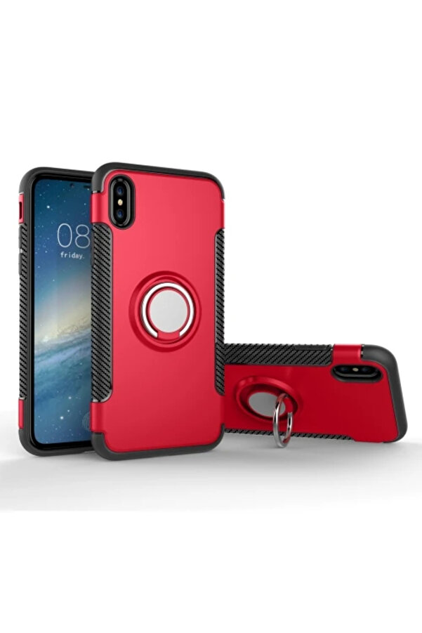 İphone X Xs 360 Doner Yüzüklü Darbe Emi̇ci̇ Armor Tpu+Pc Kılıf-(1903) - Dropx4744-8142
