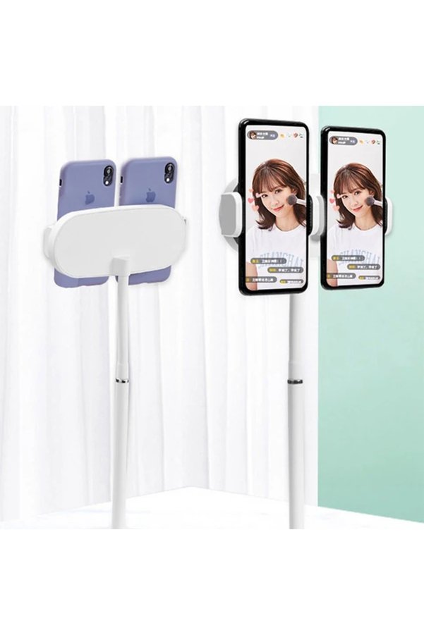 Byb Moda Tasarım Ally Masa Üstü 2 Telefon Tutucu Stand Youtubercanlı Yayın Selfie Tiktok Makeup-(5775)