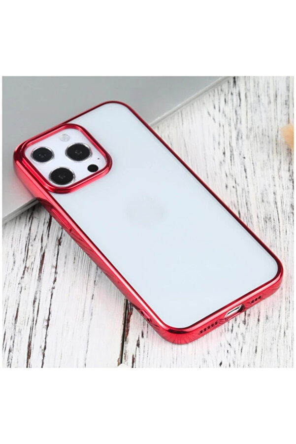İphone 13 Pro Max 6.7İnç Uyumlu Lazer Kaplama Renkli̇ Kenar Şeffaf Kılıf-(1903) - Dropx8237-7562