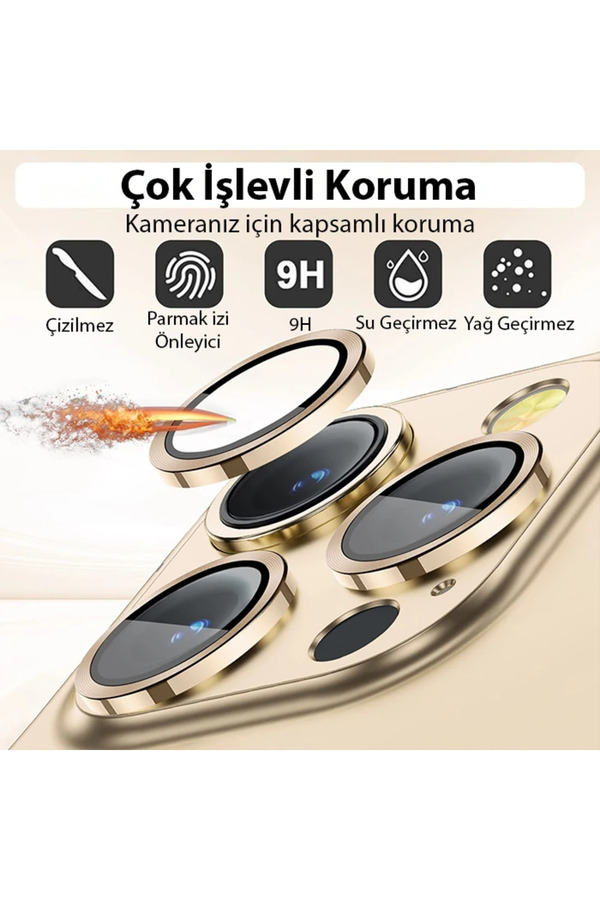 Ally İphone 14 Pro-14 Pro Max 3D Metal Çerçeveli̇ Kamera Lens Koruyucu-(1903) - Dropx6995-4820