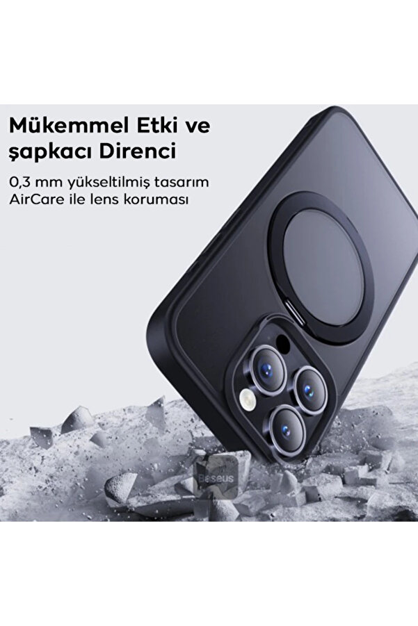 İphone 15 Pro Max Skyri̇ng Seri̇si̇ Standlı Magsafe Manyeti̇k Kılıf + Tempered Ek - Dropx1710-2954