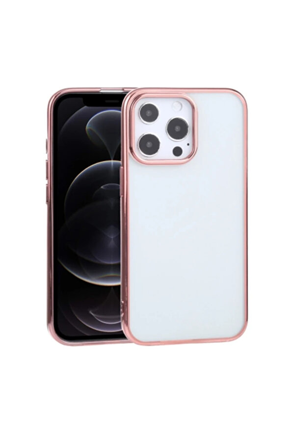 İphone 13 Pro 6.1İnç Lazer Kaplama Renkli̇ Kenar Şeffaf Kılıf-(1903) - Dropx4106-2879