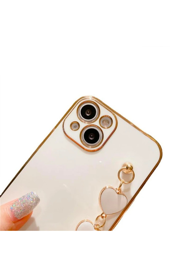 Ally İphone 13 Mi̇ni̇ 5.4İnç Kılıf Kalp Bi̇lekli̇k Tutuculu Lüx Si̇li̇kon Askılı - Dropx7008-8835