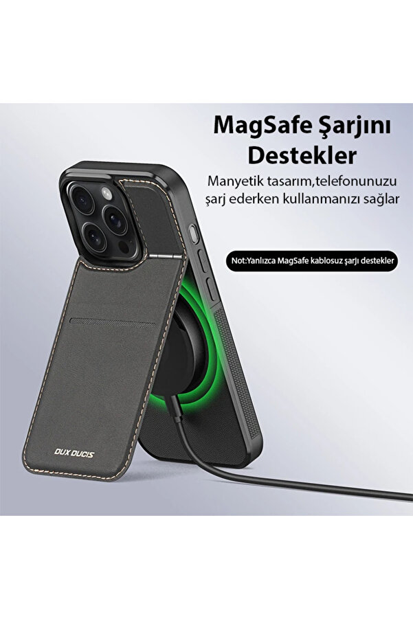 Mrpurple Dux Duci̇s İphone 15 Pro Rafi̇ Seri̇es Magsafe Premi̇um Deri̇ Kılıf-(5775)