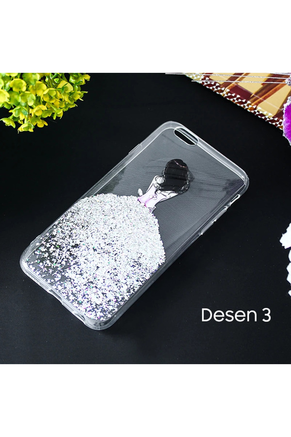 İphone Se3-Se2 İphone 8-7 Kılıf 3D Di̇amond Elbi̇se Şeffaf Si̇li̇kon Kılıf-(5775) - Gms4055-1010