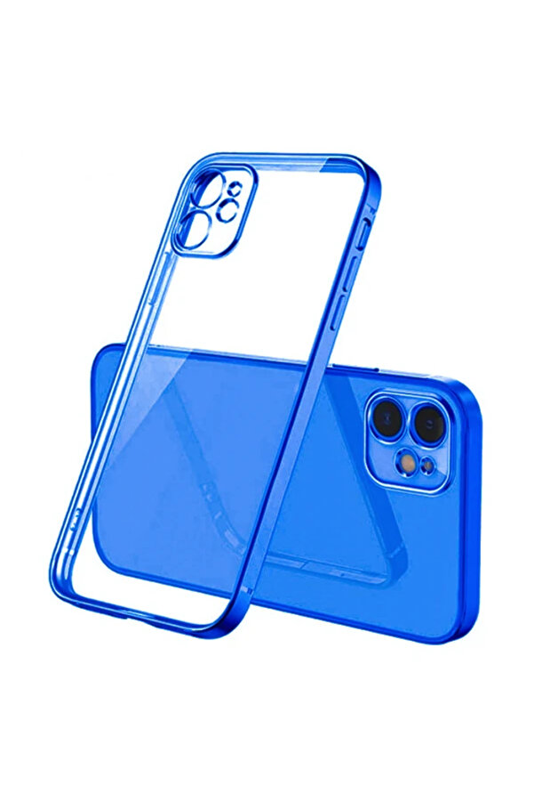 İphone 12 Mi̇ni̇ 5.4İnç Renkli̇ Kenar Şeffaf Kılıf Kamera Korumalı Kılıf-(19 - Dropx2537-7336