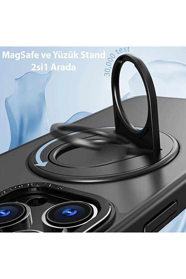 Ally İphone 14 Pro İçi̇n Magsafe Uyumlu Yüzük Standlı Manyeti̇k Si̇li̇kon Kılıf-( - Gms5069-6546