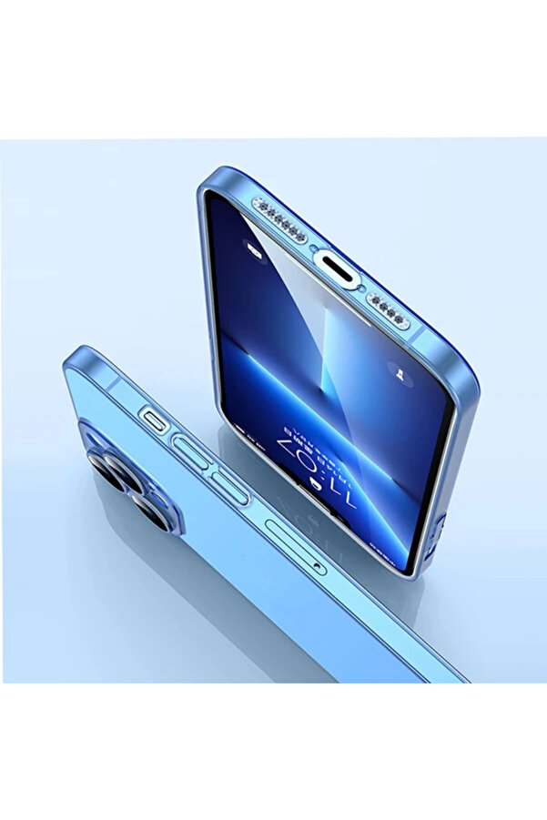 Ally İphone 13 Pro Max 6.7İnch Frosted Glass Şeffaf Kamera Korumalı Kılıf-(1 - Dropx7424-7021