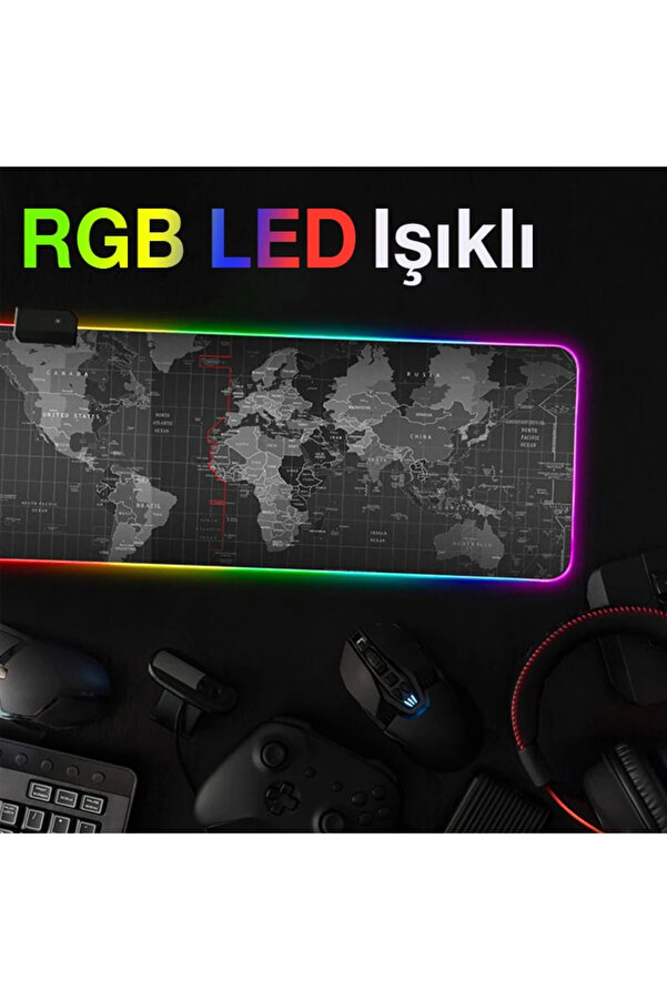 Ally Dünya Desenli̇ Rgb Led Işıklı Oyuncu Mouse Pad 300*800*4Mm-(5775) - Ht2655-3986