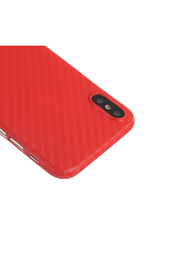 İphone X Xs Carbon Fi̇ber Dokulu Yumuşak Pc Kılıf-(1903) - Dropx6572-5262