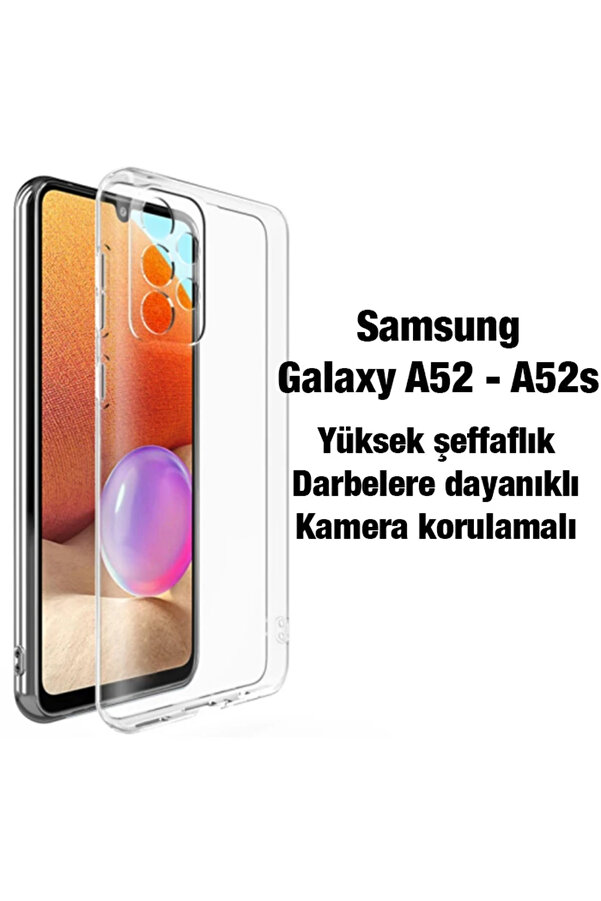 Ally Samsung Galaxy A52 - A52S Kılıf Kamera Korumalı Ultra İnce Şeffaf Si̇li̇ - Dropx9606-1968