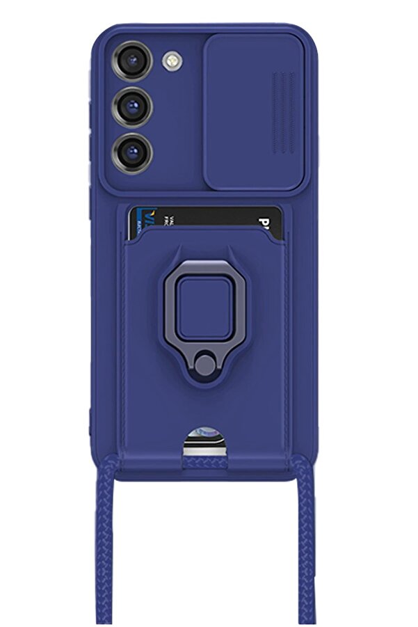 Samsung Galaxy S23 Plus Kılıf Zuma Kartvi̇zi̇tli̇ Yüzüklü Si̇li̇kon - Laci̇vert - Dropx8518-1250