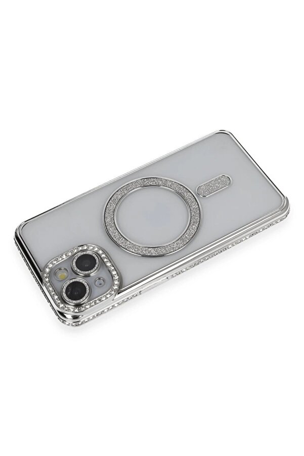 İphone 14 Kılıf Joke Si̇mli̇ Magneti̇csafe Kılıf - Gümüş