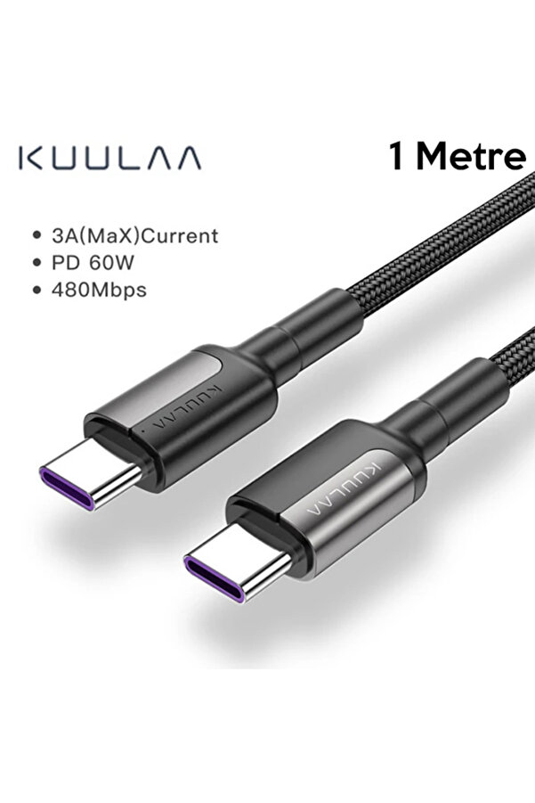 Kuulaa Type C Type-C Pd 60W Qc4.0 Hızlı Şarj Ve Data Kablosu 1Metre-(1903) - Dropx7596-6462