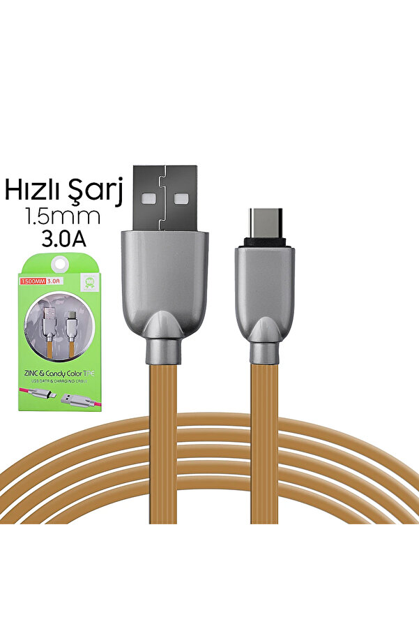 Ally Usb Type-C Zi̇nc Alloy Dayanıklı 3.0A 1.5Mm Usb Kablo-(1903) - Dropx6535-9816