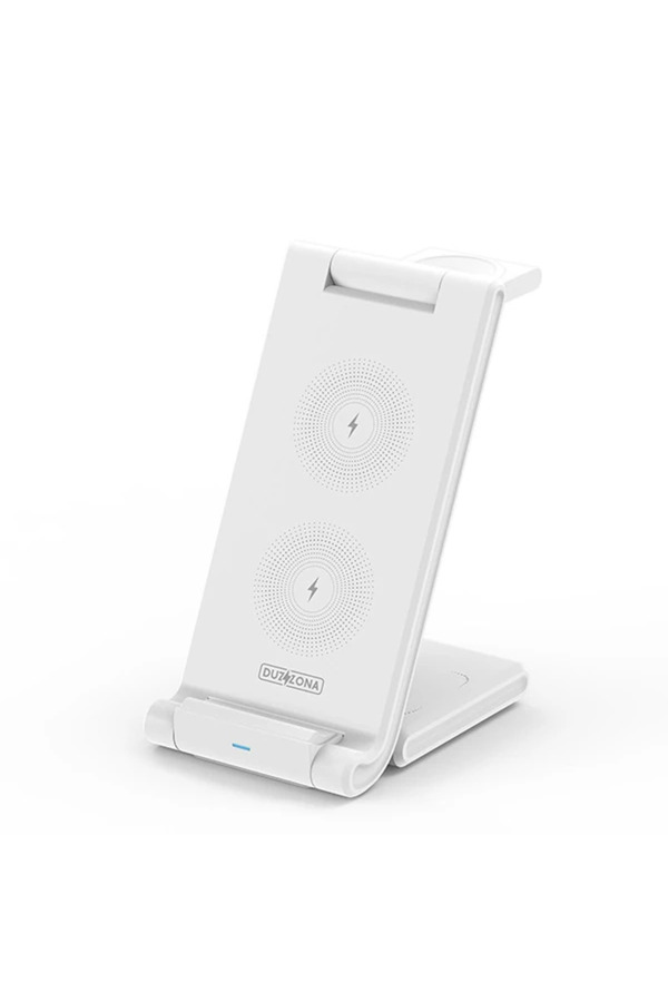 Duzzona 15W Katlanır 3 İn 1 Telefon Kulaklık Saat Kablosuz Şarj Standı-(1903 - Dropx3336-3976