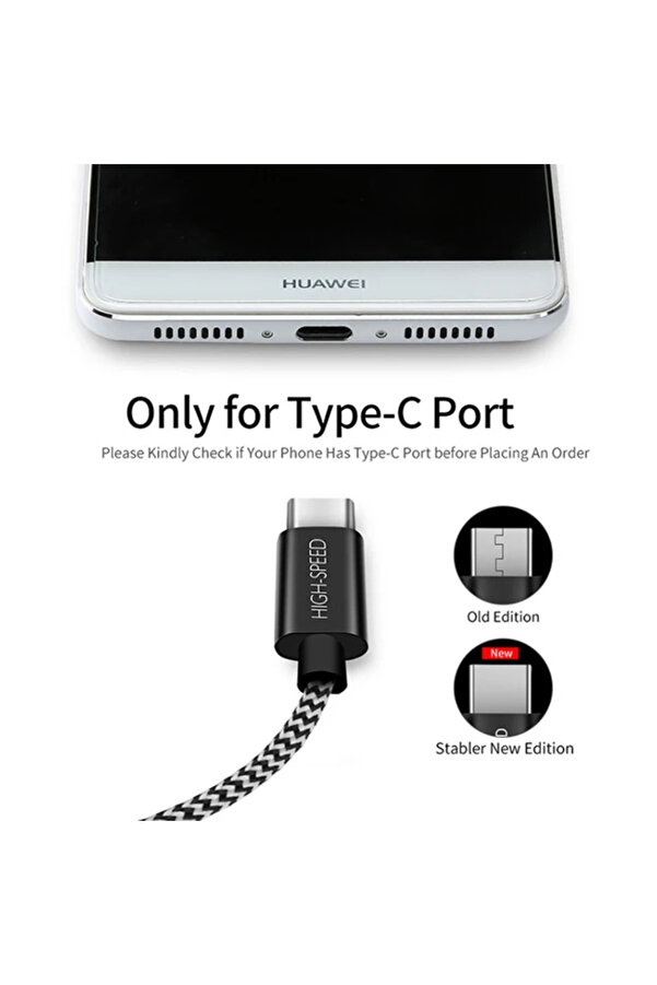 Dux Ducıs Usb Type C Kopmaz Yırtılmaz Usb Kablo Hızlı Şarj 1 Metre-(1903) - Dropx2708-3289