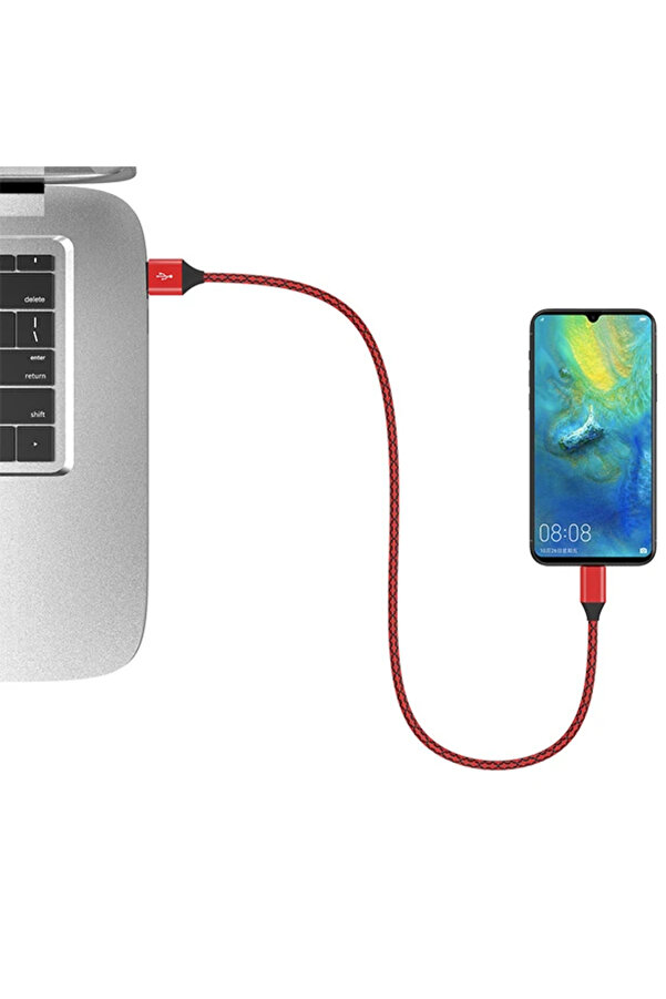 Ally Usb Type C 3.0A Hızlı Kopmaz Halat Usb Şarj Kablosu 1Mm-(1903) - Dropx4037-5325