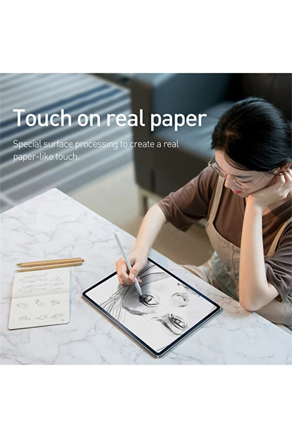 İpad Pro/Ai̇r Uyumlu  310.5 İnch Paper Li̇ke Fi̇lm Darbe Emi̇ci̇ Pet Ekran Koruyucu-(1903) Dropx7789-5409