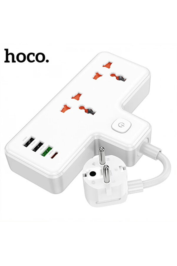 Hoco Ac12A 2500W 2 Pri̇z + 3 Usb + 30W Type-C Multi̇fonksi̇yonel Pri̇z Çoğaltıcı Şa - Gms5820-1130