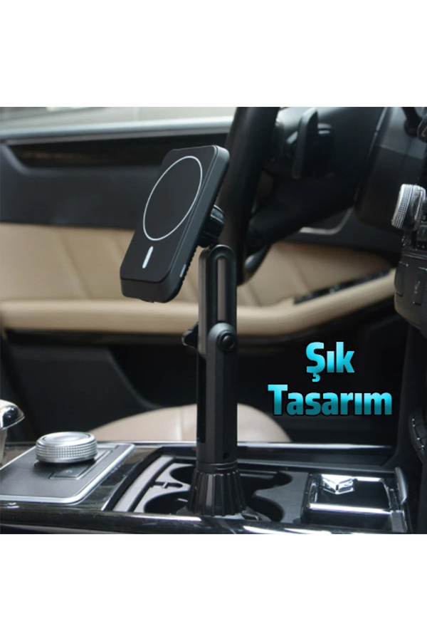 Ally Araç Bardaklık Telefon Tutucu Magsafe İphone 15-14-13-12 Seri̇si̇ 15W Kablo - Dropx5848-7948