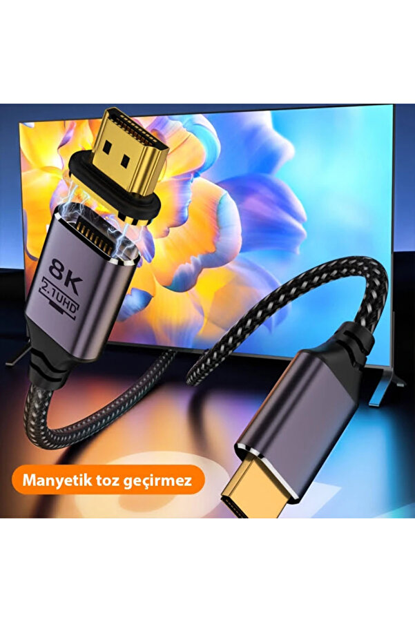 Ally Hdmı To Hdmı 8K Hd 2.1Uhd Mıknatıs Başlıklı Kablo 2 Metre-(5775) - Ht1105-2980