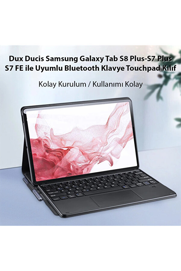 Dux Duci̇s Sm Galaxy Tab S8 Plus-S7 Plus-S7 Fe İle Uyumlu Bluetooth Klavye Touchp - Dropx4276-8043